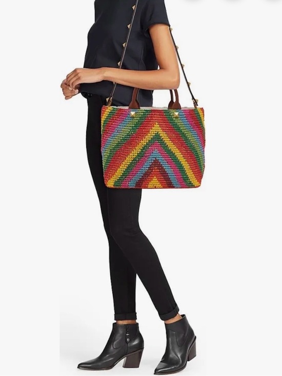 Valentino Garavani Handbags - Valentino Garavani Multicolor Rockstud Woven Straw Tote